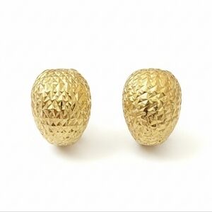 14K Yellow Gold Diamond Cut Half Hoop Earrings